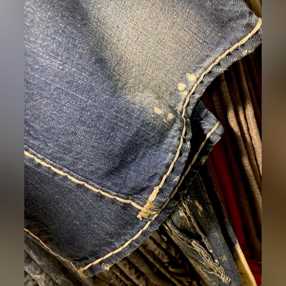 Rare! 🇺🇸 Ricky Bleach Splatter Super T True Religion size 32x34 unaltered! 😱 - Picture 9 of 14